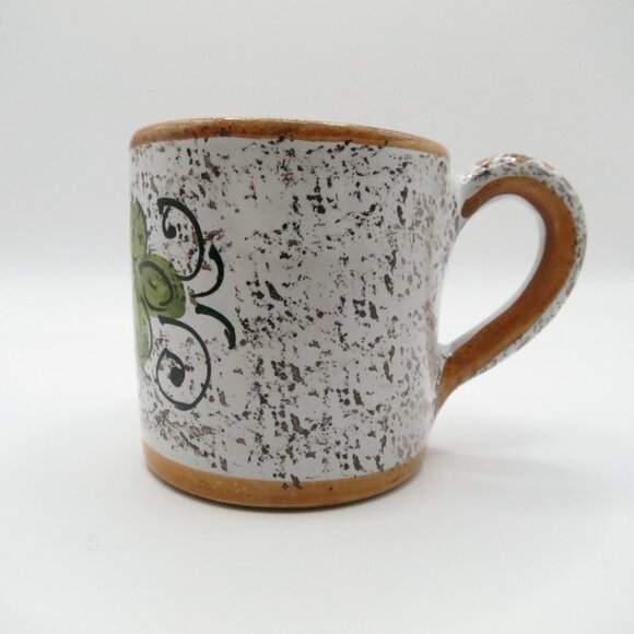 Demitasse Set F.I.C. Deruta Italy Cups Tray Majolica Floral Terracotta Tin Glaze - Picture 3 of 16